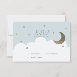 Stars & Moon Baby Blue Boy Baptism RSVP