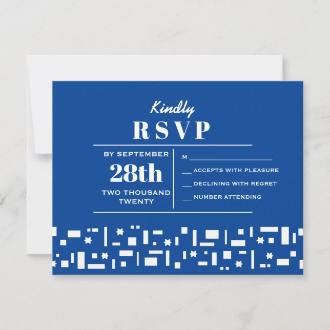 Stars & Squares Bar Bat Mitzvah Invitación RSVP (Anverso)