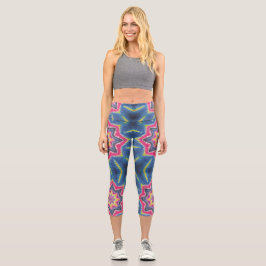 Stars Tie Dye Capri Leggings