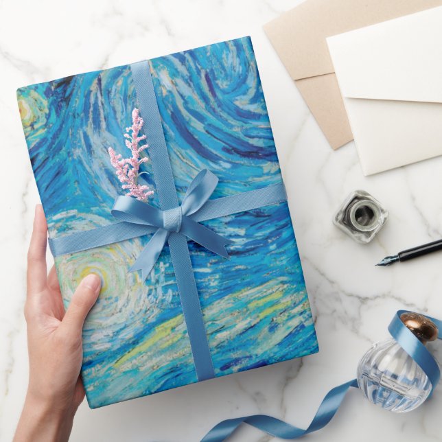 Stary night van gogh patrón floral Papel envuelto (Regalar)