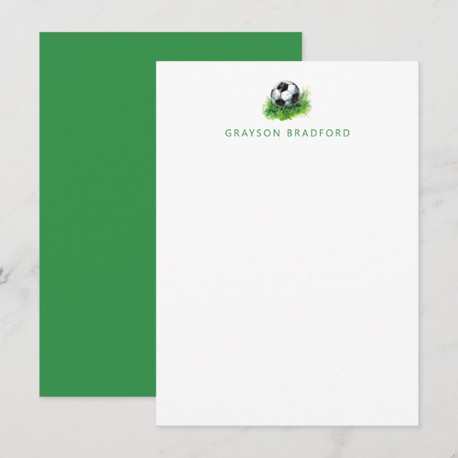 Stationery personalizada de fútbol - Notas de fútb (Anverso / Reverso)