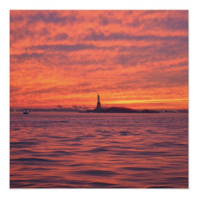Statue of Liberty Sunset Poster (Anverso)