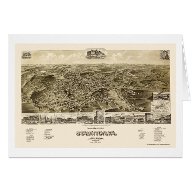 Staunton, mapa panorámico del VA - 1891 (Anverso (Horizontal))