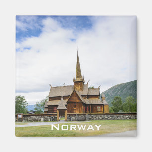 Stave la iglesia en Lom, imán del texto de Norueg