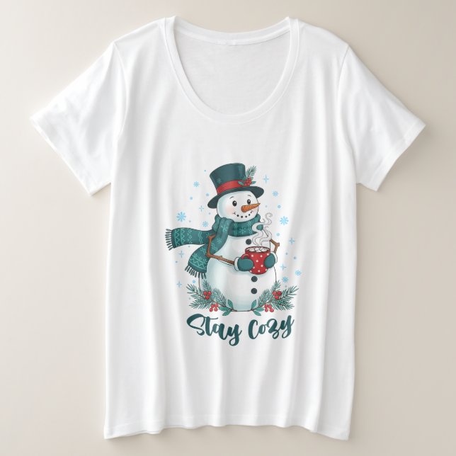 Stay Cozy Winter Snowman With Hot Cocoa (Anverso del diseño)