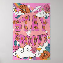 Stay Groovy Retro Poster, Decoración Vintage