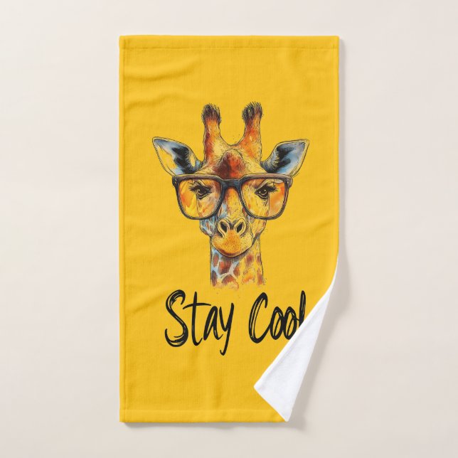 Stay Guay - Giraffe con Ilustracion de gafas de so (Toalla de mano)