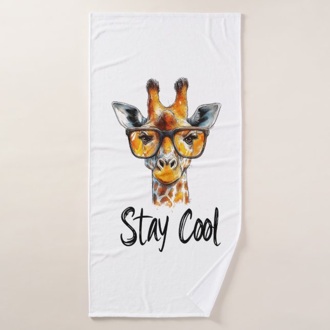 Stay Guay - Giraffe con Ilustracion de gafas de so (Toalla de baño)