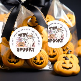 Stay Spooky Halloween Groovy Treat Bag Pegatina