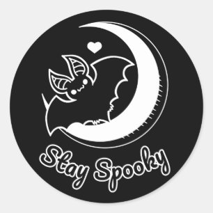 Stay Spooky Round Pegatina negro