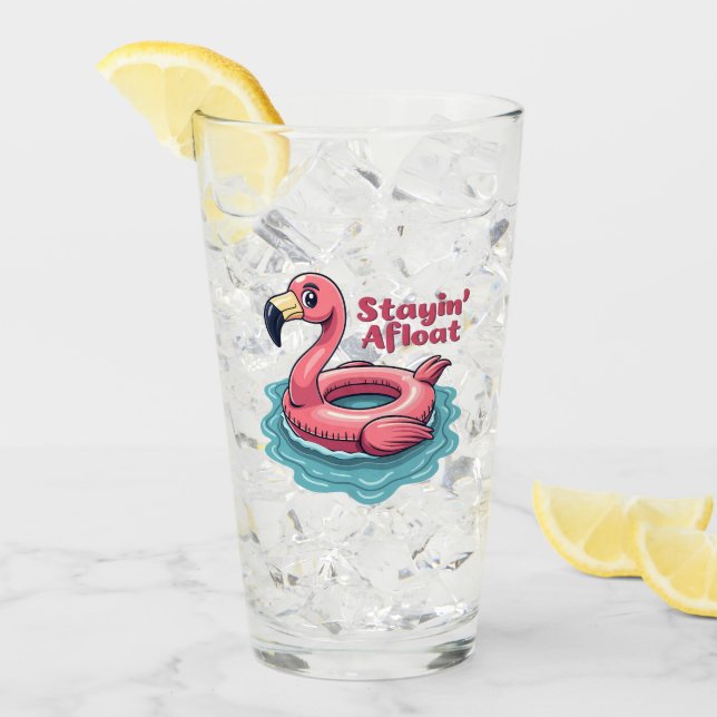 Stayin’ Afloat Funny Flamingo Pool Flotante Retro (Anverso (hielo))