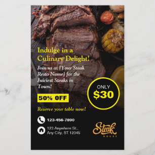 Steak House, Steak Resto, Restaurant Flyer