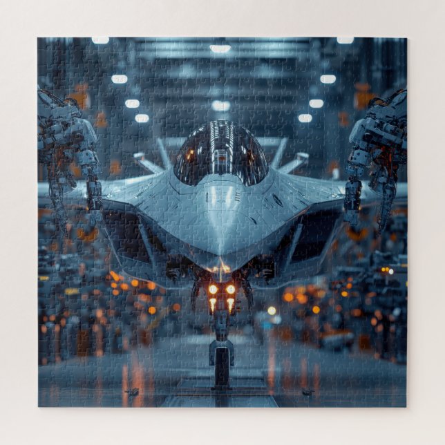 Stealth Jet in Robotic Hangar - Rompecabezas de ci (Vertical)