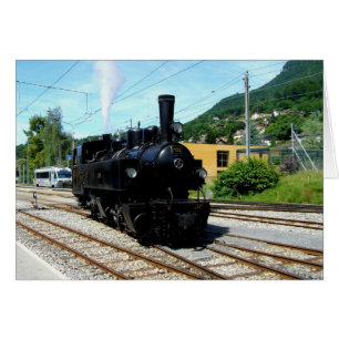 Steam train at Blonay Switzerland transport card