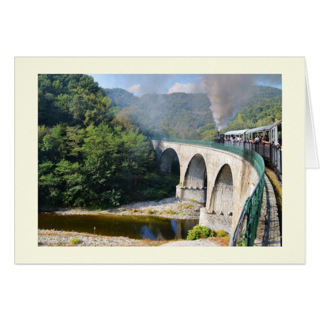 Steam train on bridge in France card (Anverso (Horizontal))