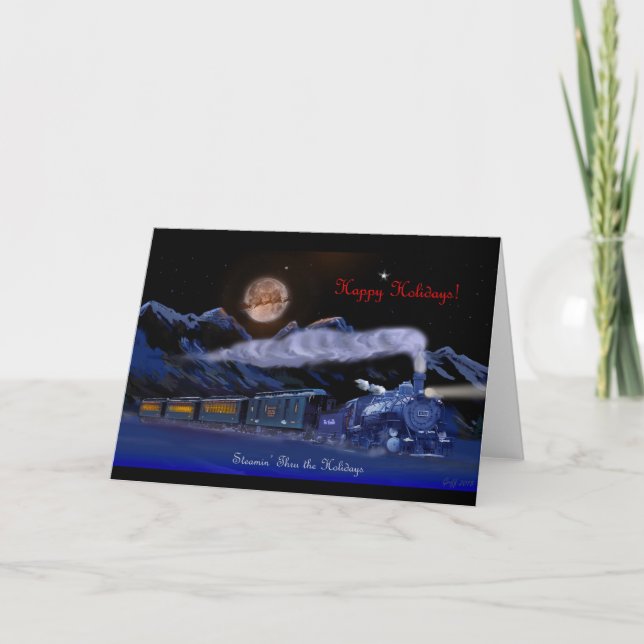 Steamin' Through the Holidays Navidad Card (Anverso)