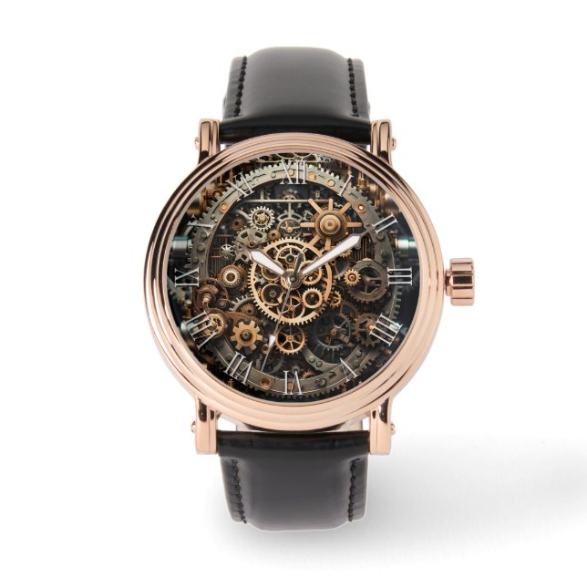 Steampunk Art cogs & gears reloj masculino 3 (Anverso)
