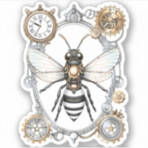 Steampunk Bee Insect Honey abejas Pegatina Robotic