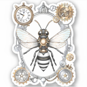 Steampunk Bee Insect Honey abejas Pegatina Robotic