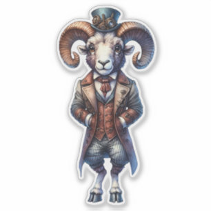 Steampunk Bighorn Sheep Transparent Pegatina