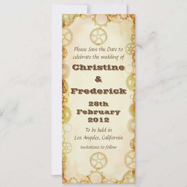 Steampunk Boda, salve el anuncio de la fecha (Anverso)