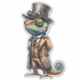 Steampunk Chameleon Pegatina transparente