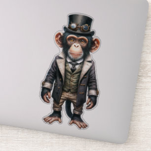 Steampunk Chimpanzee Pegatina transparente