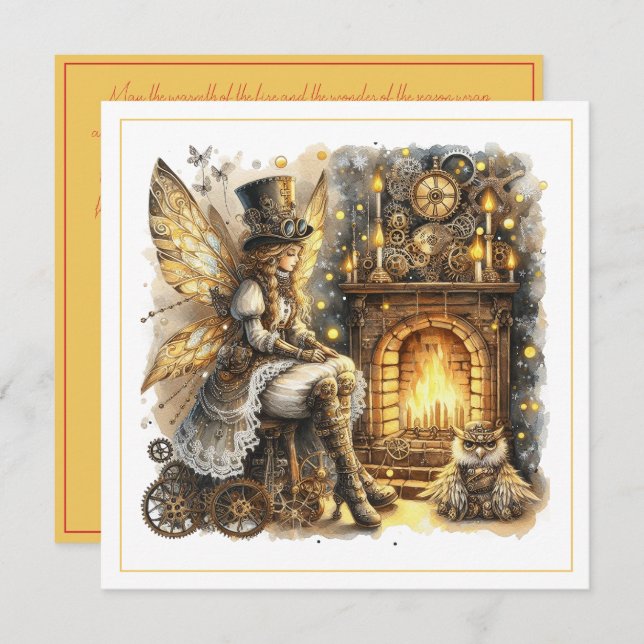 Steampunk Christmas – Fairy by the Fireplace  (Anverso / Reverso)