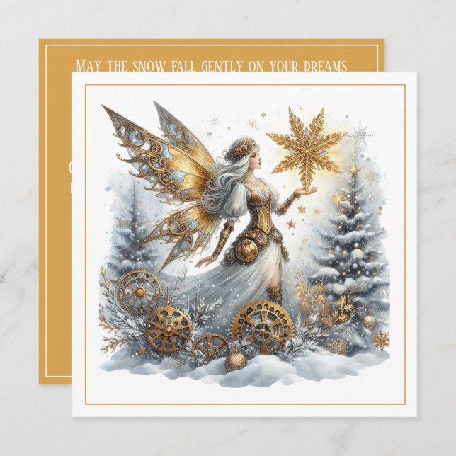 Steampunk Christmas – Golden Fairy with Snowflake  (Anverso / Reverso)