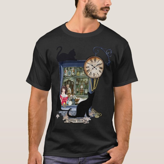 Steampunk-Clock shop en la vieja camiseta de Ámste (Anverso)