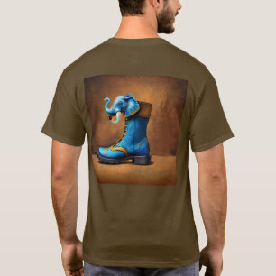 Steampunk Elephant Boot hombres camiseta marrón es