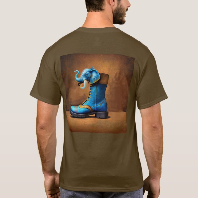 Steampunk Elephant Boot hombres camiseta marrón es (Reverso)