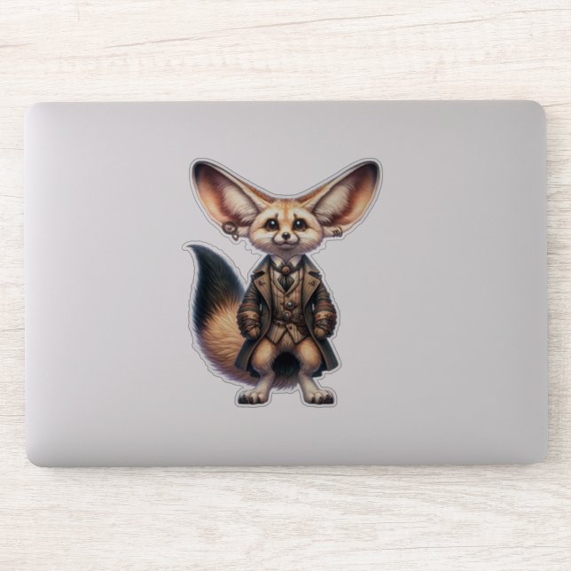 Steampunk Fennec Fox Transparent Pegatina (Ordenador)