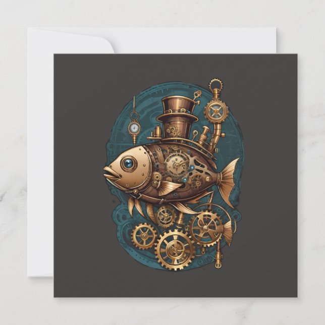 Steampunk Fish Vintage Retro Style (Anverso)