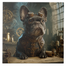 Steampunk Frenchie (Edición 1) - Baldosa de Cerámi