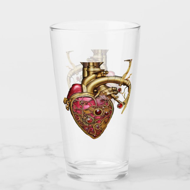 Steampunk Heart Anatomical Rubies and Gears (Anverso)