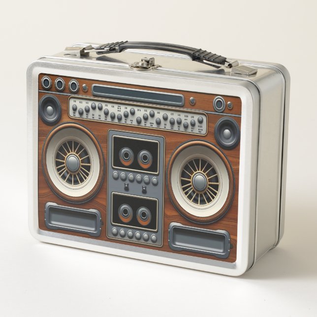 Steampunk inspired cassette radio Metal Lunchbox (Anverso)