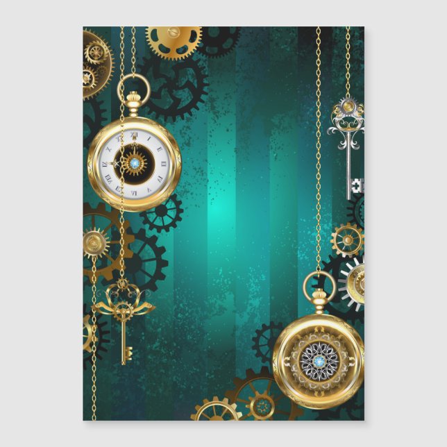 Steampunk Jewelry Watch sobre un fondo verde (Anverso)