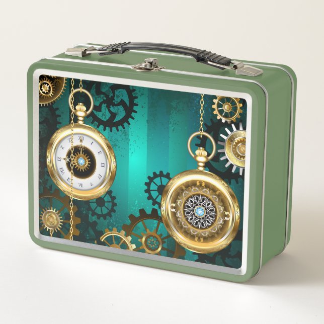 Steampunk Jewelry Watch sobre un fondo verde (Anverso)