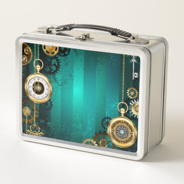Steampunk Jewelry Watch sobre un fondo verde (Anverso)