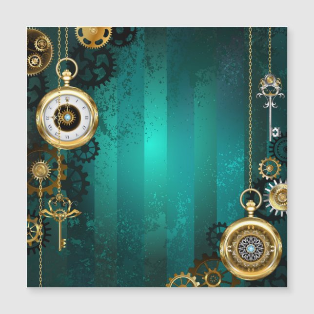 Steampunk Jewelry Watch sobre un fondo verde (Anverso)
