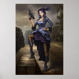 Steampunk Pirate lady póster
