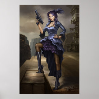 Steampunk Pirate lady póster