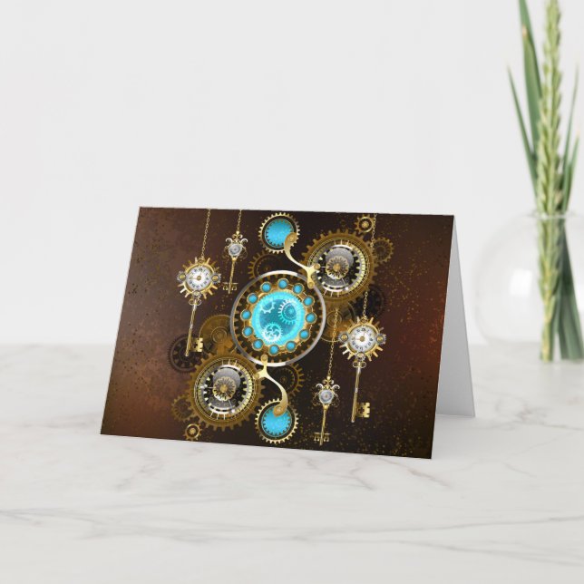 Steampunk Rusty Background with Turquoise Lenses (Anverso)