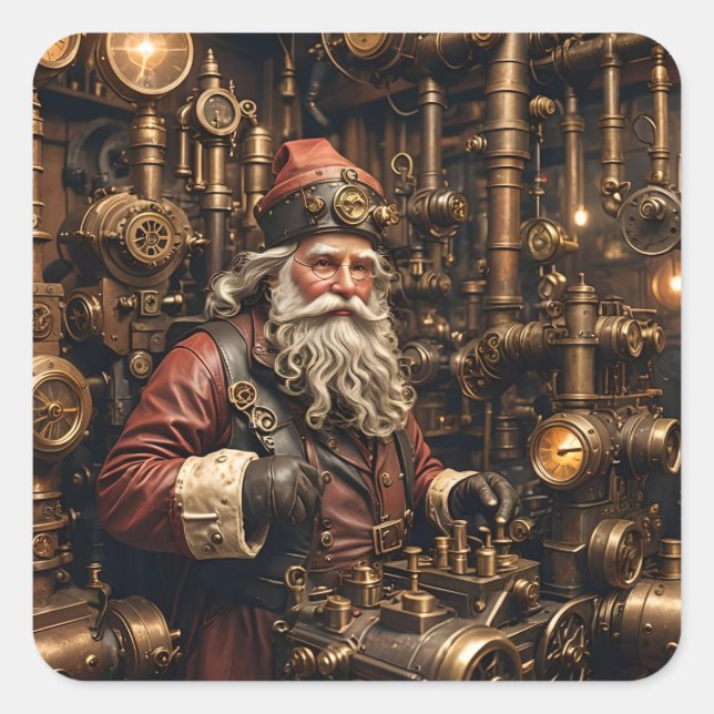 Steampunk Santa Pegatinas (Anverso)