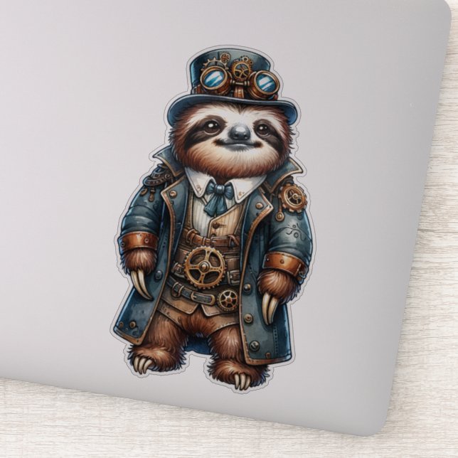 Steampunk Sloth Pegatina transparente (Detalle)