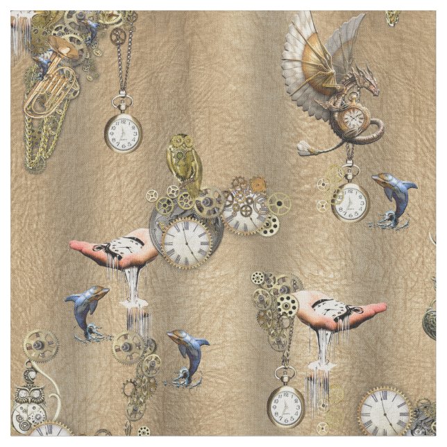 Steampunk sobre tela de cuero de Tan dorado (De cerca)