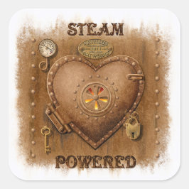 Steampunk Steam Powed Heart Pegatina