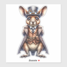 Steampunk Wallaby Pegatina transparente