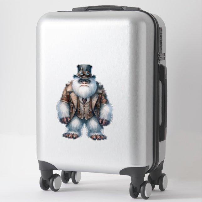 Steampunk Yeti Pegatina transparente (Maleta)